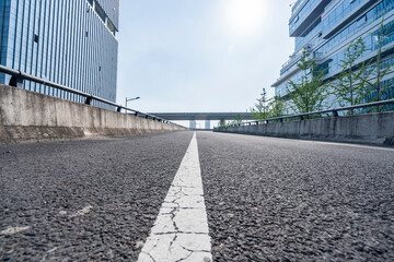 modern business office buildings with empty road,empty concrete square floor	
