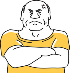 腕を組んで考える頑固おやじ