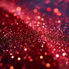 2D red glitter background with dense crimson and ruby particles creating rich luxurious texture. Elegant surface concept
