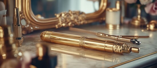 Obraz premium Gold Beauty Vanity Accessories