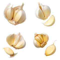 Fototapeta premium Single Peeled Garlic Clove on White Background