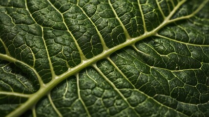 Detailed Close up of a Lush Green Leaf Vein Texture Nature Macro Photography