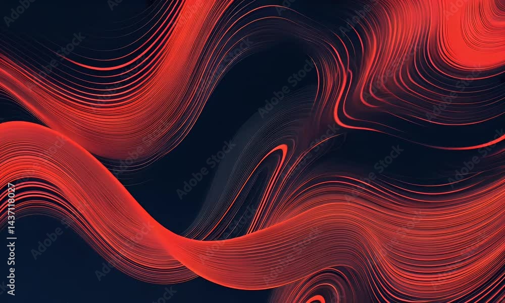 Aufkleber red and black background with flowing waves, creating an abstract design. the red lines create bold 