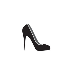 Female shoe with high heel. Elegant black slipper with spike heel on while background. Vector illustration. Good for wrapping, print, wallpaper.