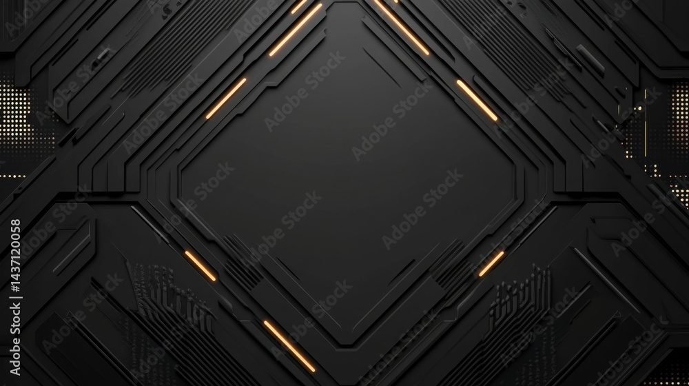 Poster black abstract tech geometric background. line shape with light pattern composition. -