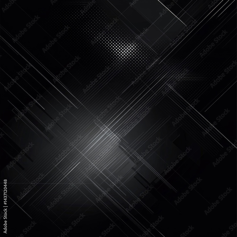 Poster black abstract tech geometric background. line shape with light pattern composition. -