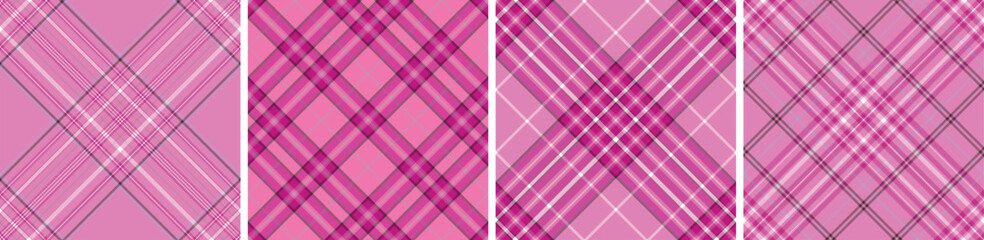 Fototapeta premium This image showcases four different repeating pink plaid patterns.