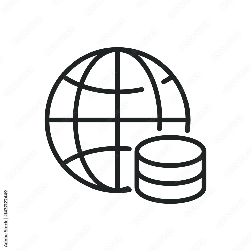 Poster database thin line icons. editable stroke and perfect pixel on transparent background
