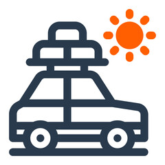 Road Trip Car with Luggage and Sunny Weather