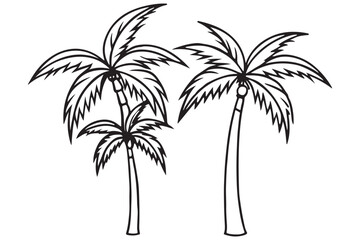 Stylish Palm Tree Illustration, Simple Line Art for Coloring, Tropical Vibes and Relaxation
