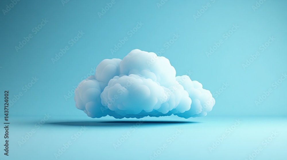 Poster a simple blue cloud icon with soft edges and minimal design