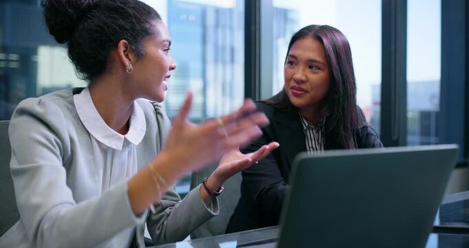 Consultant, laptop and team with business people in office for corporate treasurer, company liquidity and investment. Portfolio manager, planning and capital funds with employees in financial firm