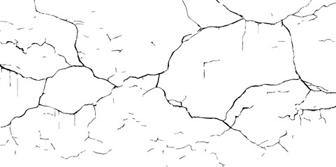 High-Resolution Vector Texture of Dry Cracked Earth with Transparent Background – Grunge Distressed Overlay Featuring Natural Split Lines and Soil Fractures	
