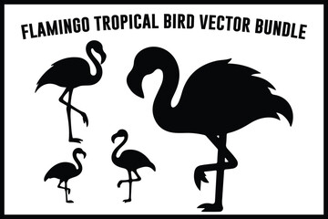 Flamingo Tropical Bird Vector Bundle – Silhouette Clipart Pack for Cricut, Sublimation, and T-Shirt Design