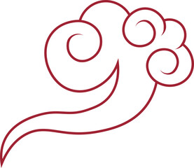 Oriental Cloud Ornament Isolated on White Background. Flat Vector Illustration.