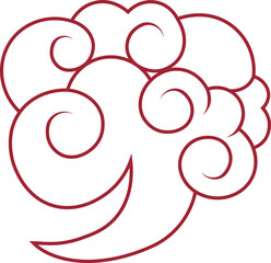 Oriental Cloud Ornament Isolated on White Background. Flat Vector Illustration.