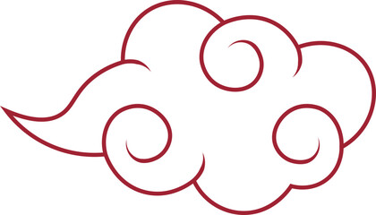 Oriental Cloud Ornament Isolated on White Background. Flat Vector Illustration.