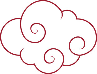 Oriental Cloud Ornament Isolated on White Background. Flat Vector Illustration.