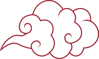Oriental Cloud Ornament Isolated on White Background. Flat Vector Illustration.