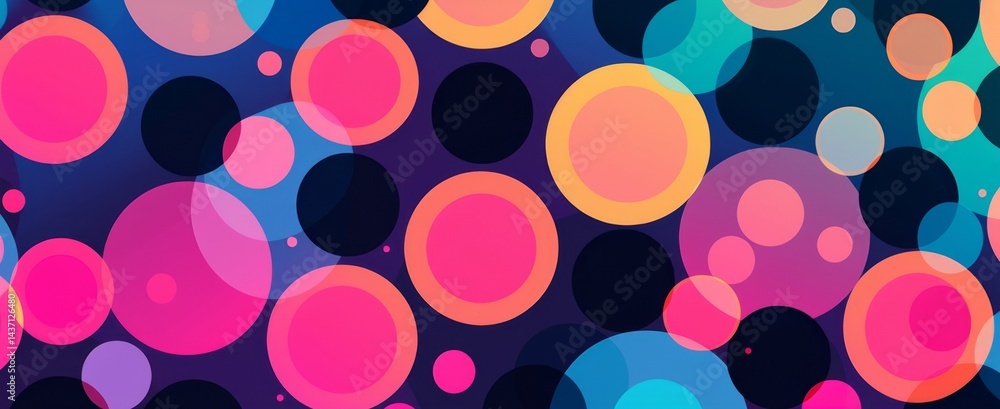 Poster colorful geometric circle pattern background with retro abstract style