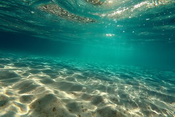 Sunlight dances on the sandy seabed in crystal-clear tropical waters