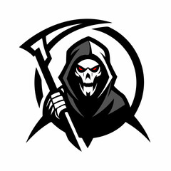 Grim Reaper Mascot Logo Dark Death Figure with Scythe