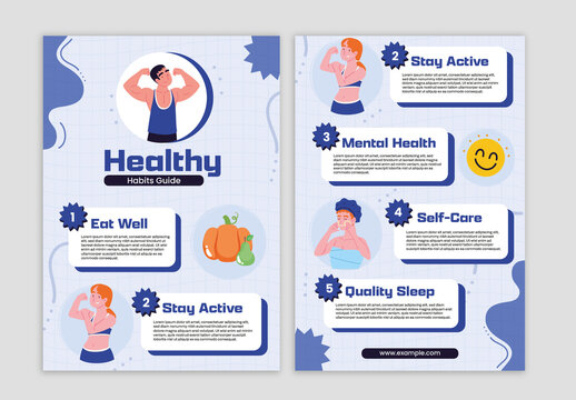 Blue And Black Healthy Lifestyle Tips Infographics Layout