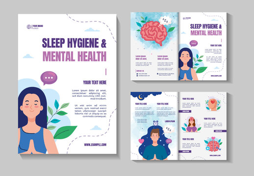 White And Grey Sleep Hygiene And Mental Health Brochure