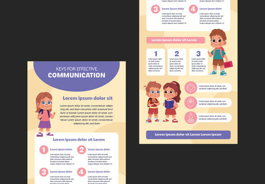 Yellow Educational Kids Effective Communication Infographic Layout