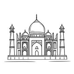 Outline drawing of Taj Mahal monument in minimalist style  