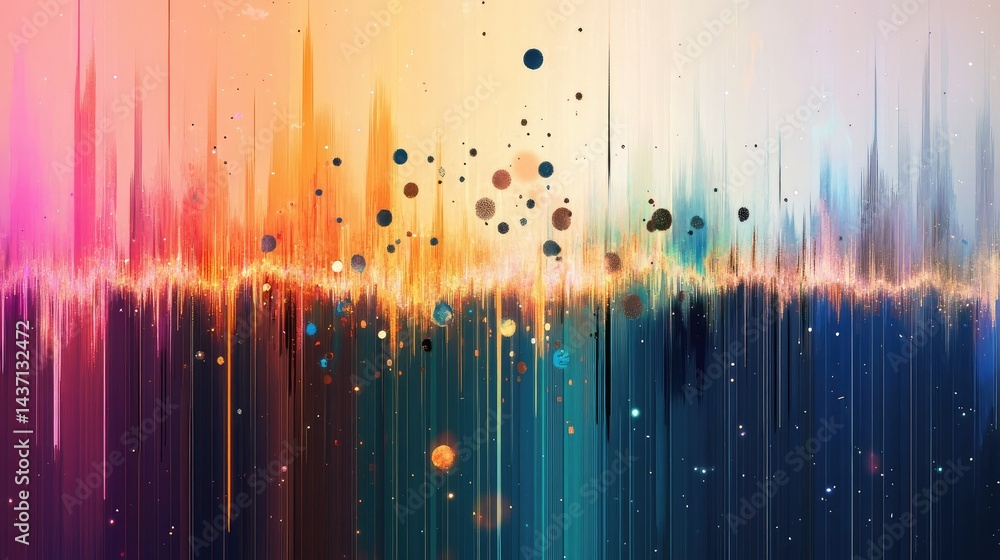 Poster dreamy abstract background with rainbow gradient and gentle digital noise texture