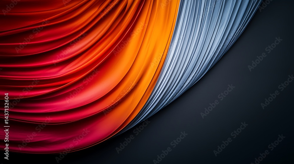 Poster vibrant drapery with flowing fabric in rich colors creating a dynamic visual display