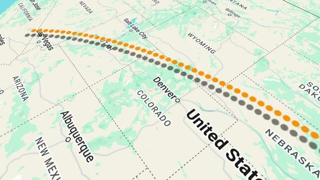 Travel Animation from Chicago to Los Angeles with bounce pin location