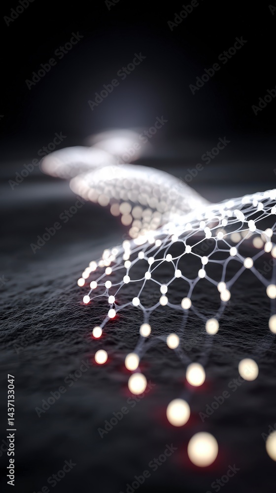 Poster abstract network illuminated nodes connections digital technology background