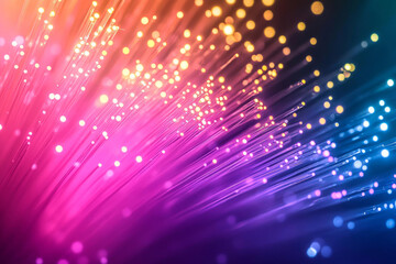 Vibrant Fiber Optic Light Stream with Soft Glowing Abstract Background