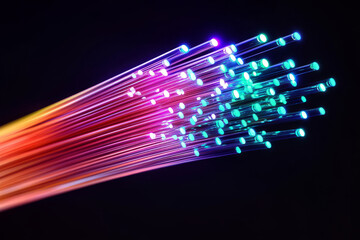 Obraz premium Vibrant Fiber Optic Light Stream with Soft Glowing Abstract Background