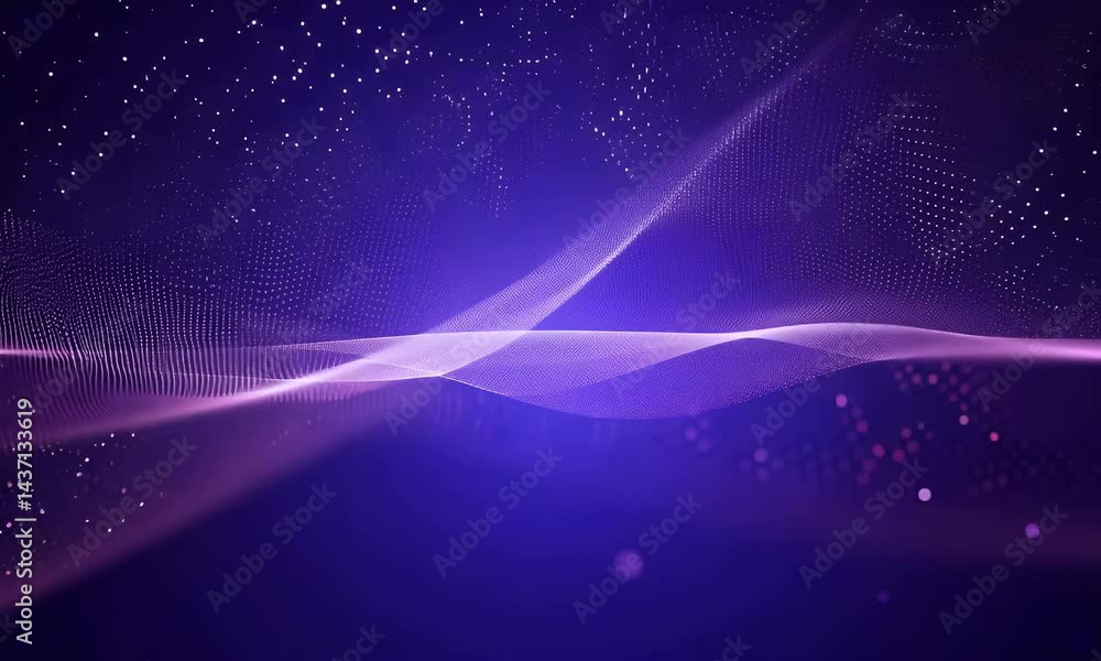 Poster abstract digital wave of glowing particles and energy flows with futuristic motion in a sci-fi inspi