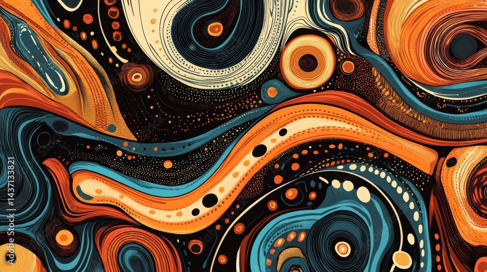 Poster abstract hand painted wall art vector with minimalist line art and surface pattern design.