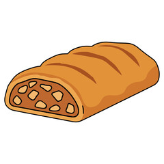 apple strudel germany traditional food sweet flat color vector illustration template design