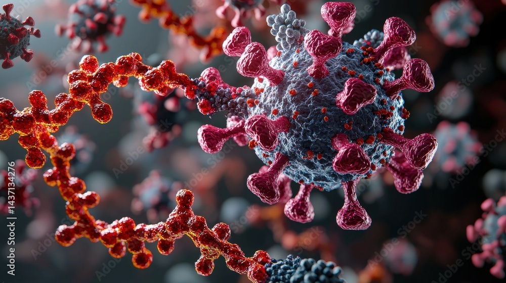 Poster scientific visualization of genetically engineered pathogens a microscopic digital examination