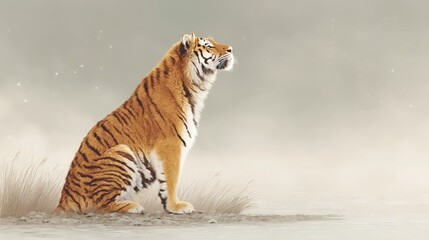 Obraz premium Majestic Tiger Sunset Serene Wildlife Art Peaceful Nature Scene