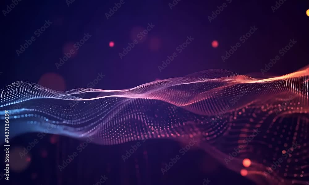 Aufkleber abstract digital wave of glowing particles and energy flows with futuristic motion in a sci-fi inspi