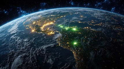 Obraz premium Conflict areas on earth satellite view of global tensions nighttime digital art atmospheric perspective