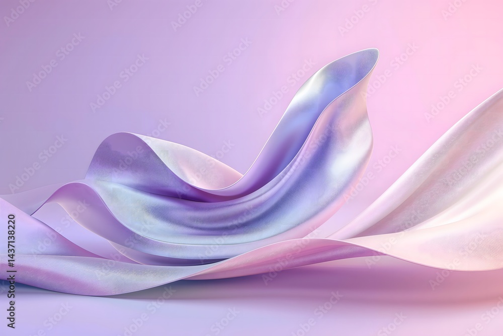 Poster a minimalist wallpaper with smooth flowing 3d waves in soft gradient colors of cyan and violet, gent