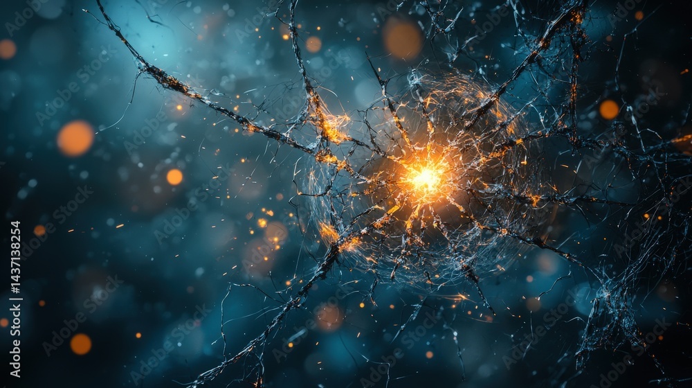 Aufkleber shattered satellite fragments floating in cosmic space abstract art digital visualization sci-fi env