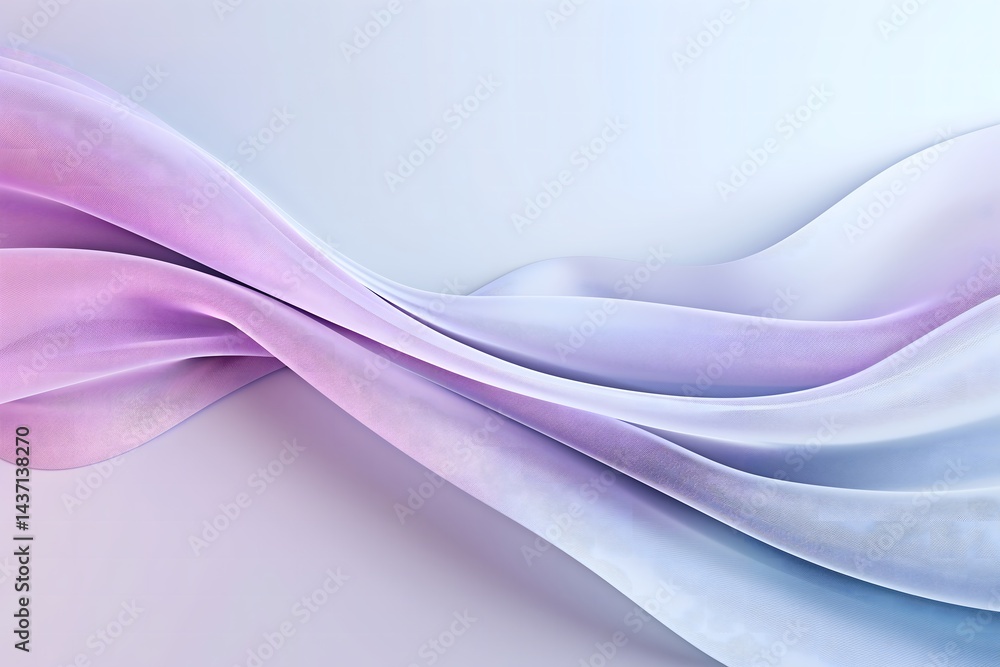 Aufkleber a minimalist wallpaper with smooth flowing 3d waves in soft gradient colors of cyan and violet, gent