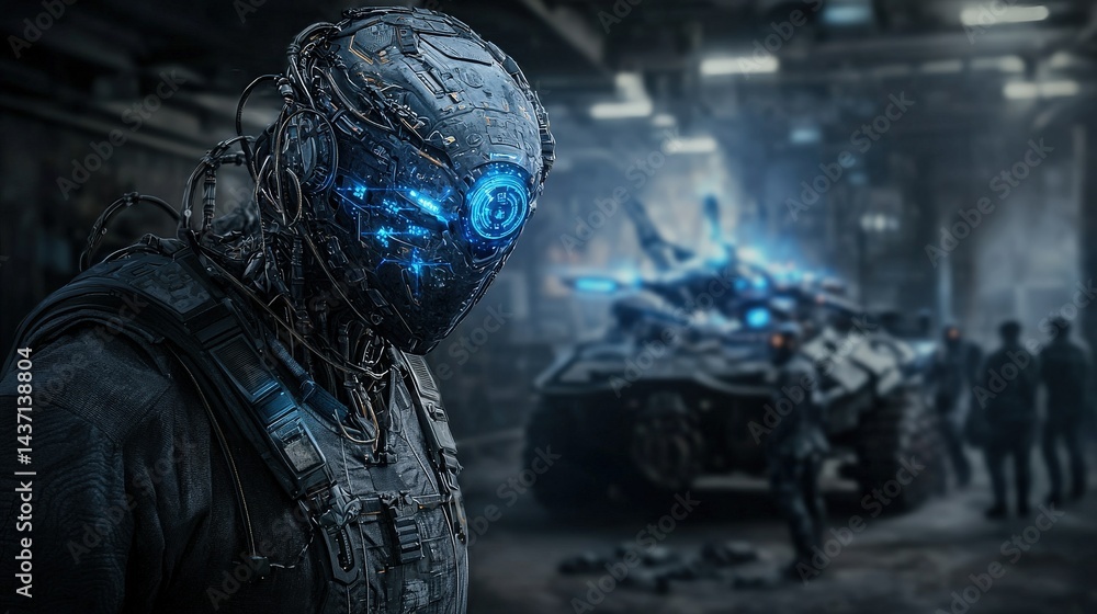 Poster Ai technology predicting future outcomes cybernetic lab digital art futuristic setting close-up viewpoint