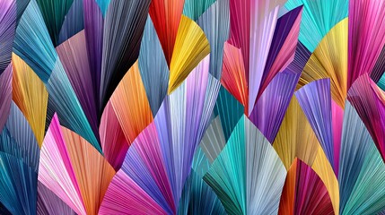 Abstract Colorful Fan Shaped Pattern Vibrant Multicolored Geometric Design Textured Background