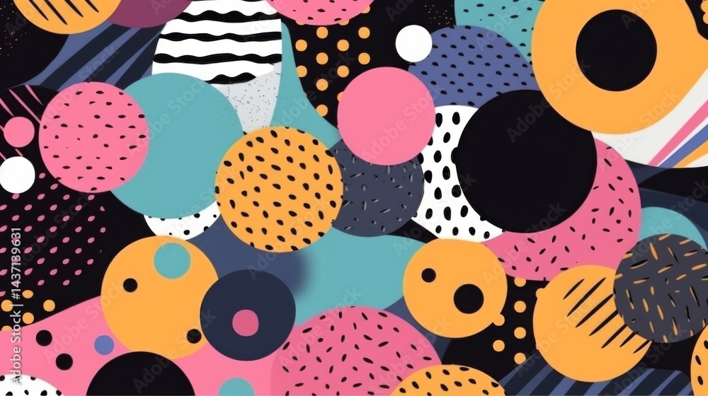 Poster memphis geometric seamless pattern. multicolor abstract background in retro 80s, 90s style with vari