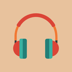 A vector illustration presents a headphones icon set, a symbol of audio technology and music listening